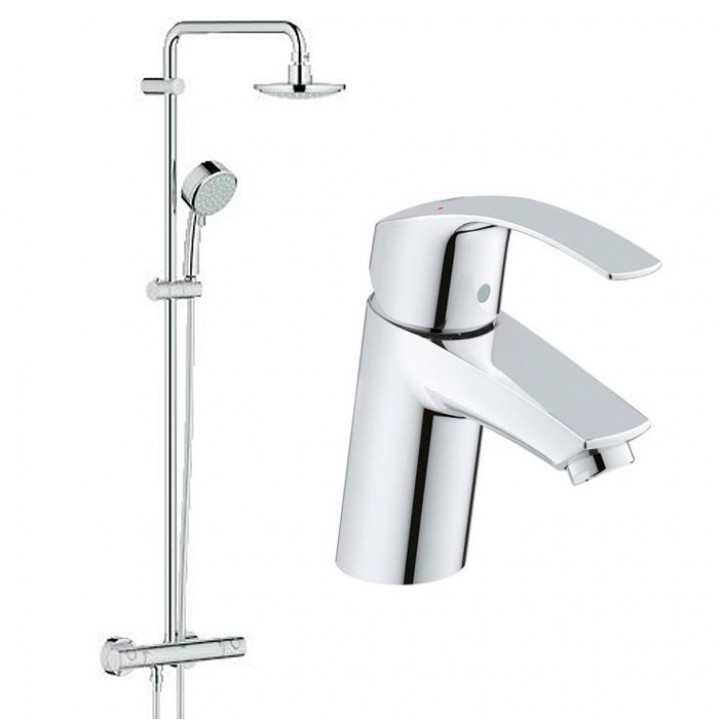 Душевая система с термостатом Grohe Tempesta Cosmopolitan 160 (27922000) + смеситель Grohe Eurosmart (32467002)